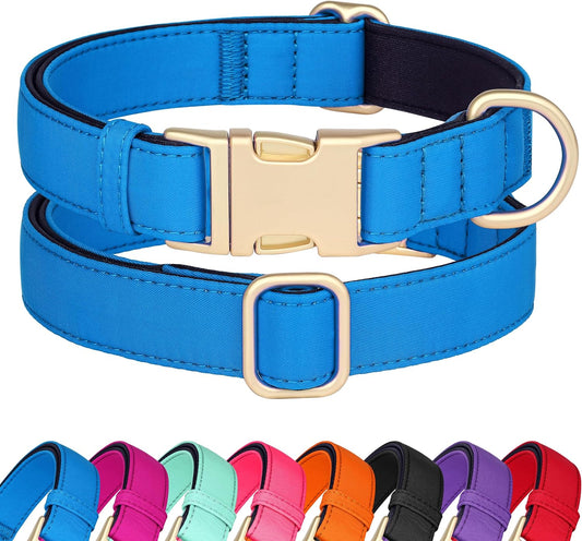 Didog Soft Padded Dog Collars for Medium Dogs, Colorful and Durable Dog Collar with Quick Release Buckle, Light and Breathable for Daily Walking, Blue, M