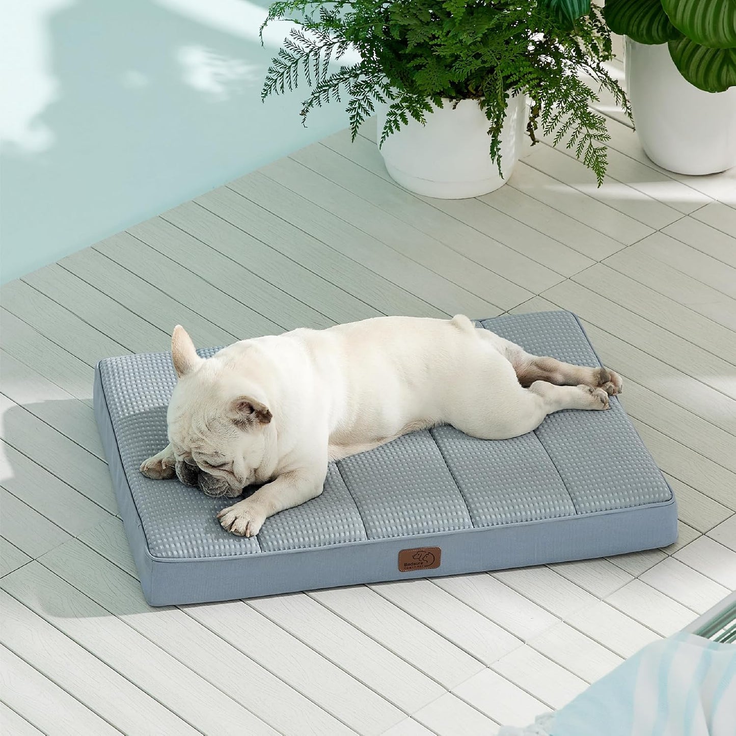 Bedsure Cooling Dog Bed for Small Dogs - Orthopedic Flat Puppy Beds with Removable Washable Cover, Egg Crate Foam Pet Mat, Suitable for Pet Up to 20 lbs
