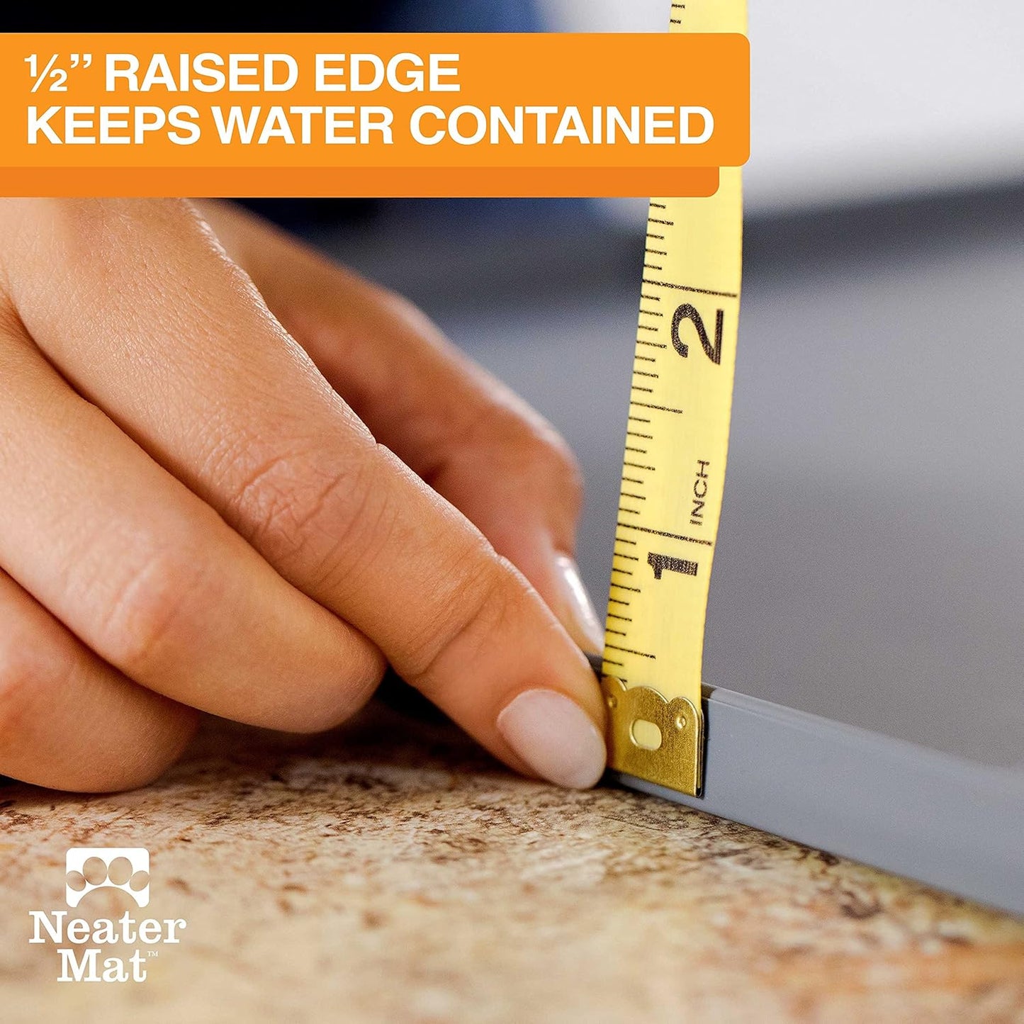 Neater Pet Brands Neater Mat Pet Mats for Food and Water, Cat & Dog Bowl Mat Waterproof Silicone, Feeding Tray, Dog Food Mats for Floors, Placemat w/Raised Edge for Under Bowls, 24" x 16", Grey