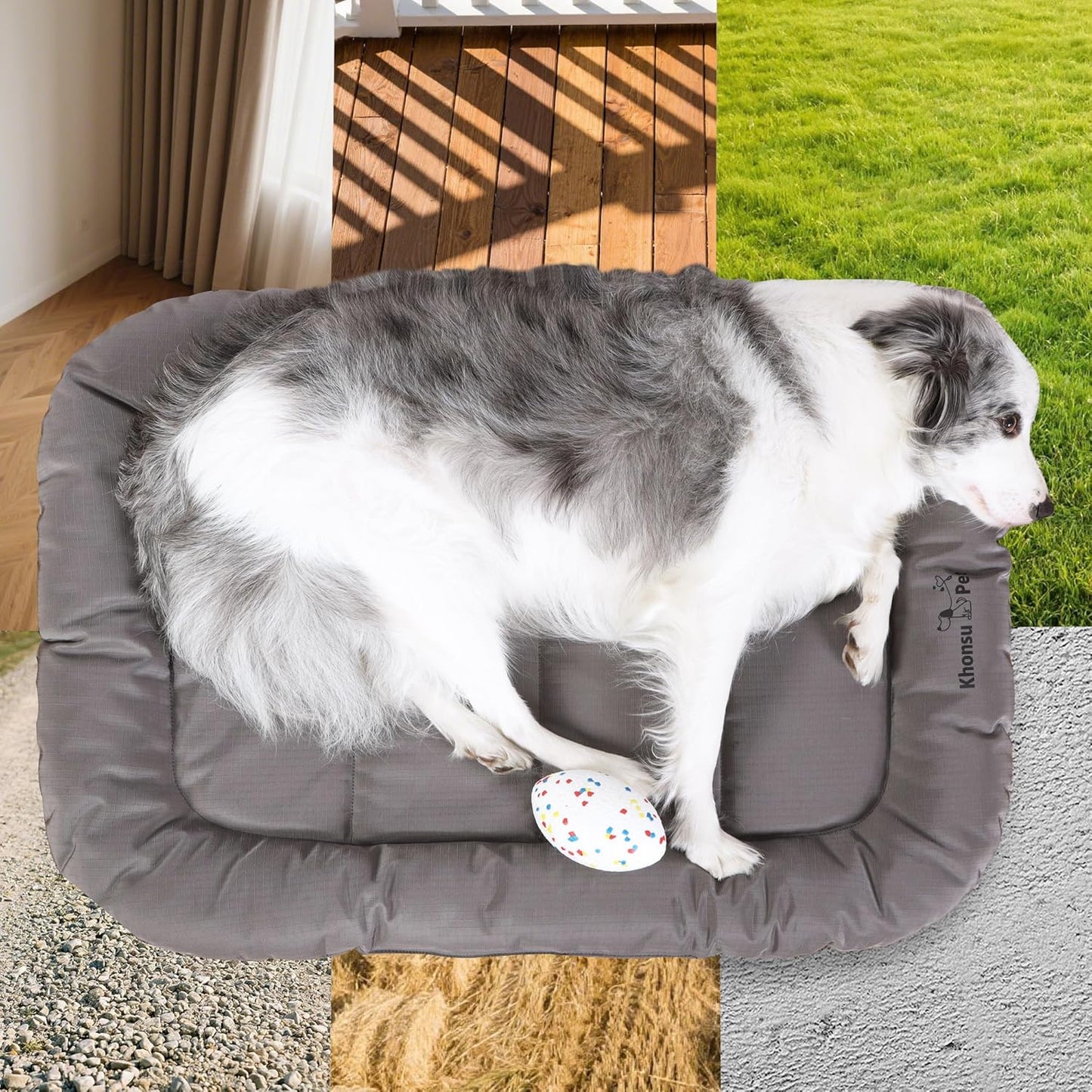 KHONSU PET Durable Dog Bed Tough and Tear Proof Dog Crate Bed, 800lbs Tear Strength PVC-Backed Waterproof Ped Bed Mat Indoor & Outdoor Use for Dogs up to 25 lbs