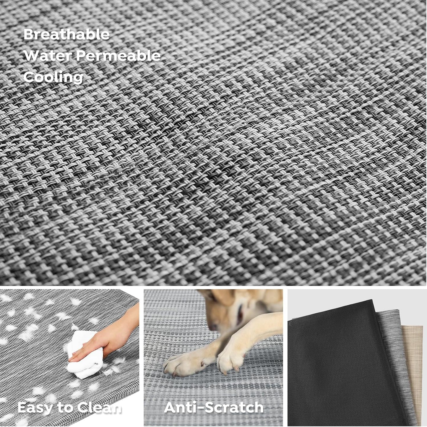 Veehoo Cooling Elevated Dog Bed, Raised Dog Beds for Large Dogs, Outdoor Dog Bed with Guardrail, Upgraded Non-Slip Feet, Breathable Teslin Mesh, Portable Camping Dog Cot, 47 x 29 Inches, Black Silver