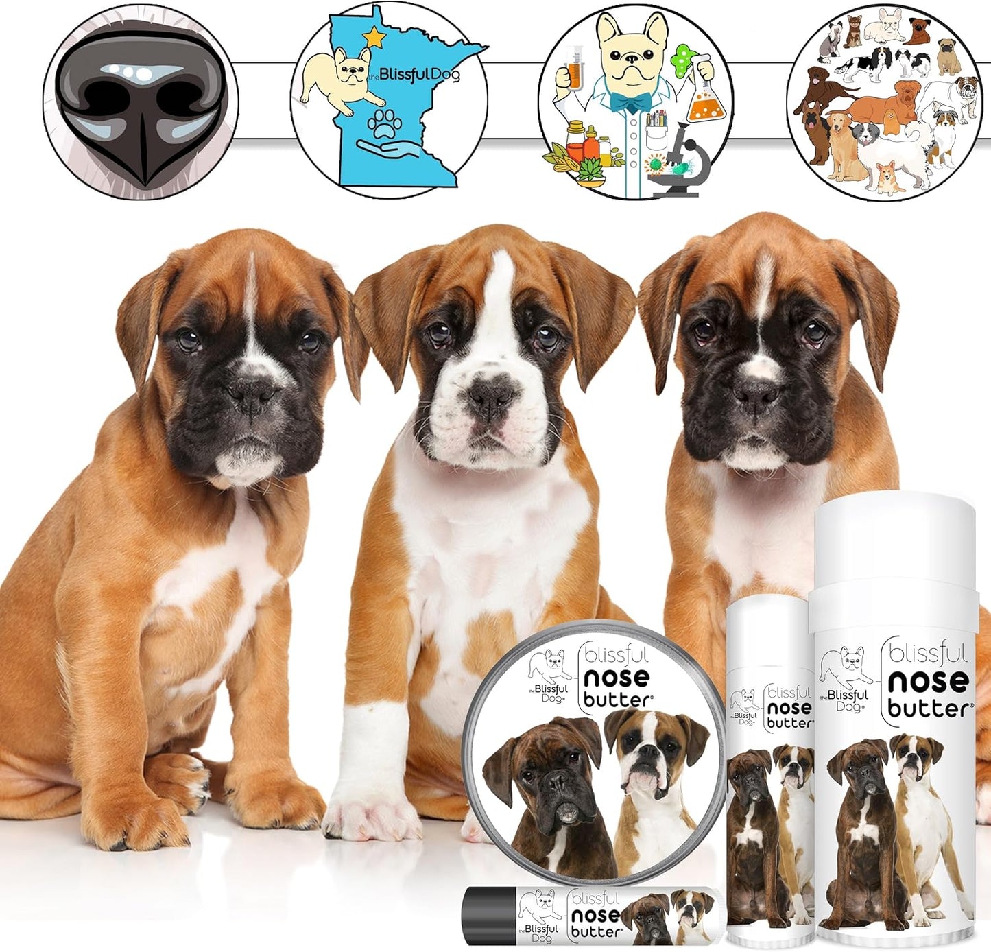 The Blissful Dog Boxer Duo Unscented Nose Butter, 8-Ounce