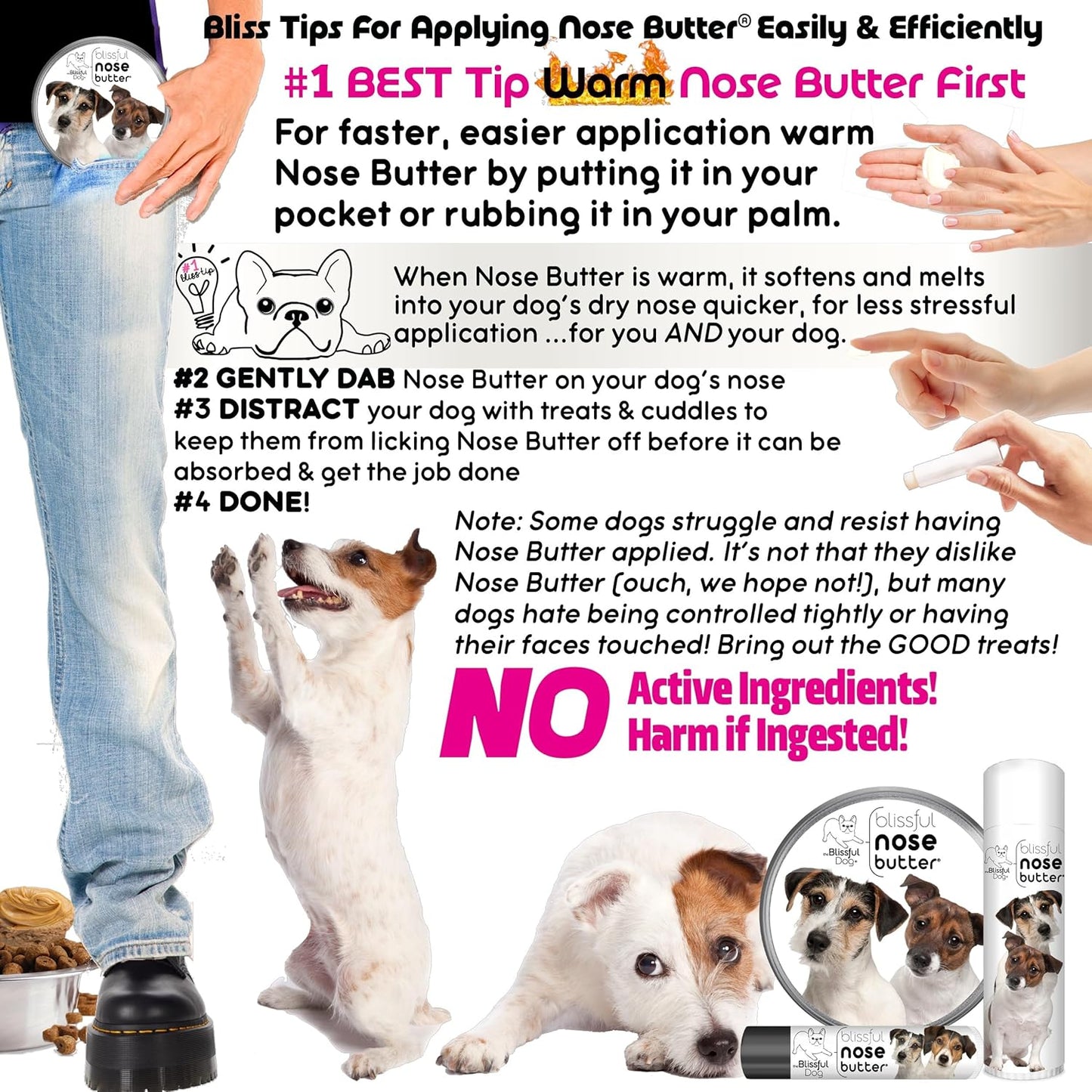 The Blissful Dog Jack Russell Terrier Unscented Nose Butter - Dog Nose Butter, 4 Ounce