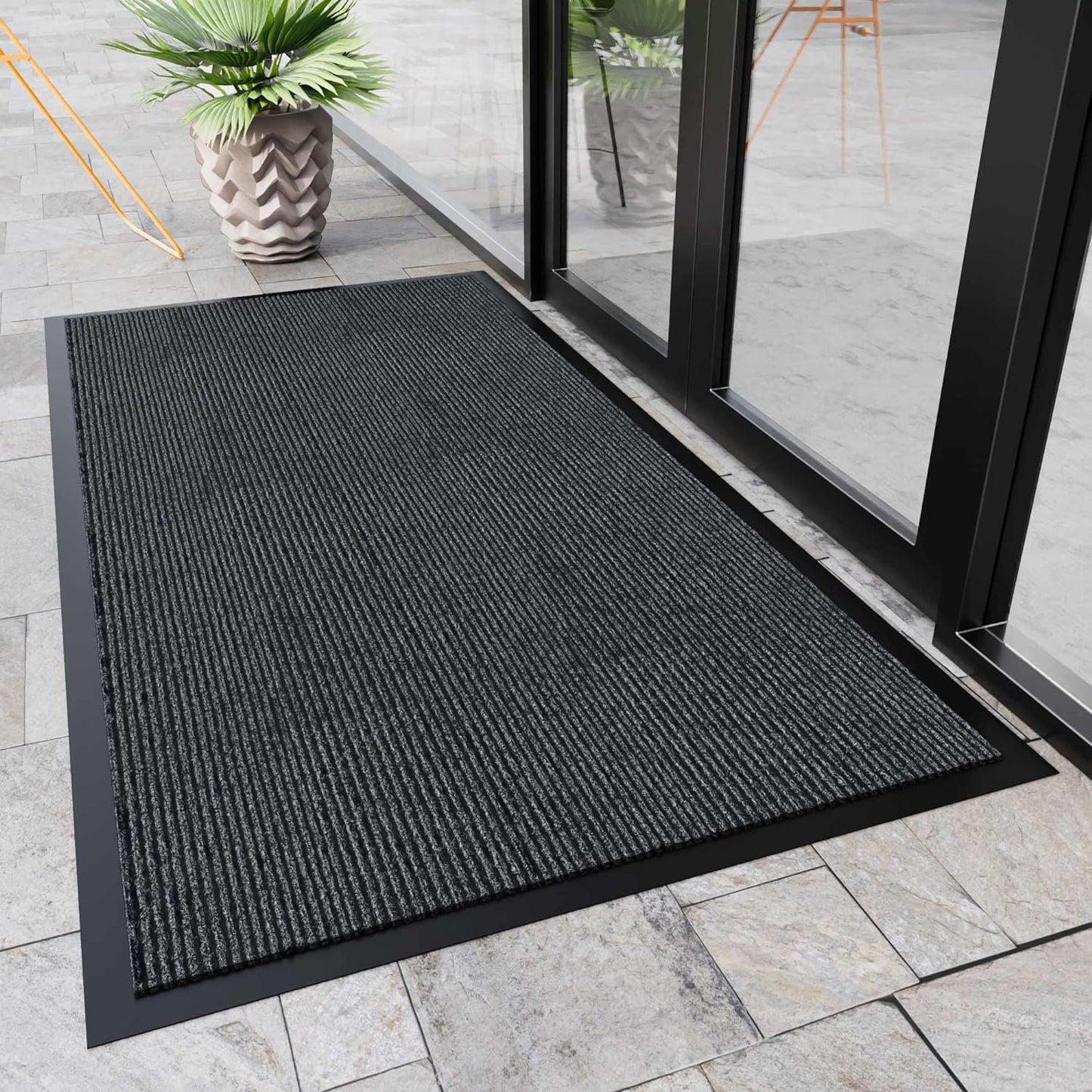 Indoor Outdoor Door Mat, 6’ x 2' Doormat for Entryway, Rubber Backing Non Slip Front Door Mat Outside Entrance, Super Absorbent Commercial Floor Mat for Home Office