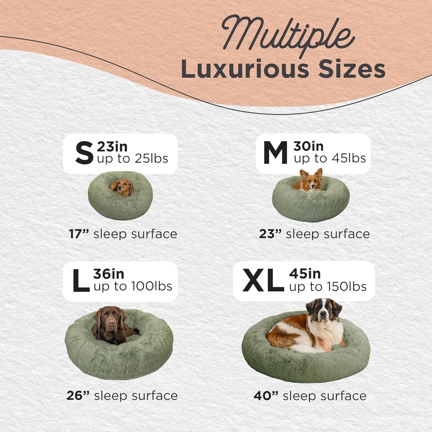 Best Friends by Sheri Original Calming Donut Dog and Cat Bed, Shag Faux Fur, Sage Green, (36in x 36in) - Anxiety Relief for Pets Up to 100 lbs