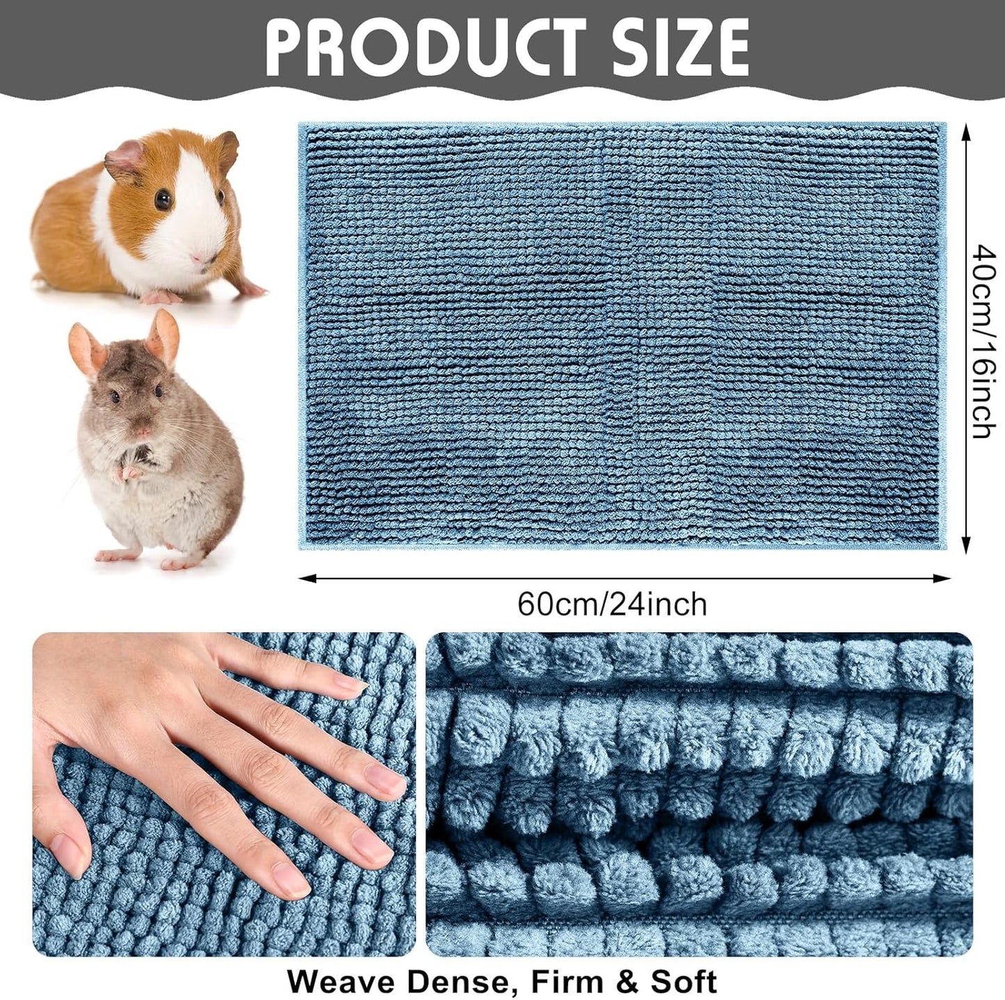 Amylove 4 Pcs Guinea Pig Cage Liner Guinea Pig Bedding Washable Fleece Pee Pads Reusable Small Animals Training Mat Small Animal Sleeping Bed for Bunny Hamster(Mixed Colors,16 x 24 Inch)