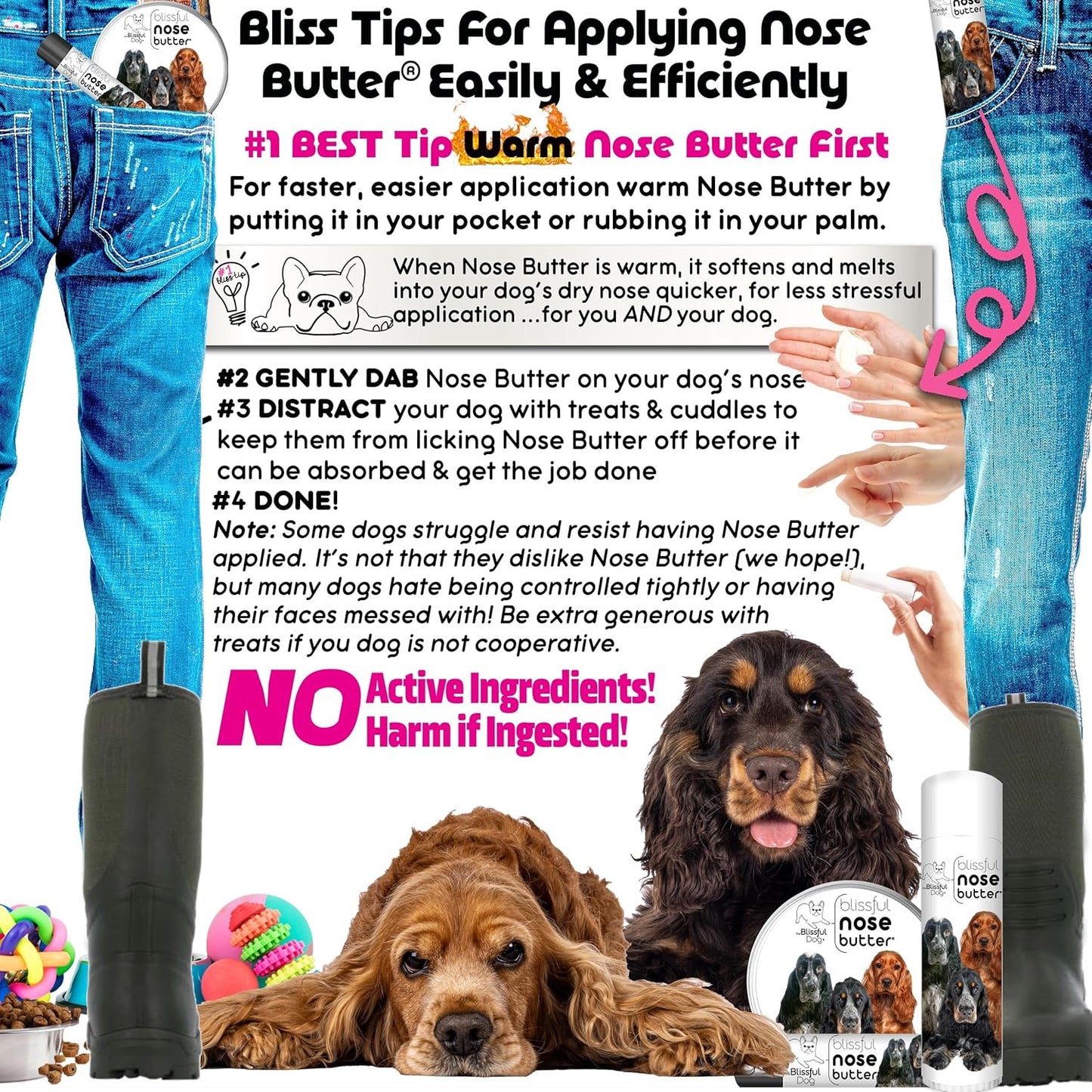 The Blissful Dog English Cocker Spaniel Unscented Nose Butter - Dog Nose Butter, 0.50 Ounce