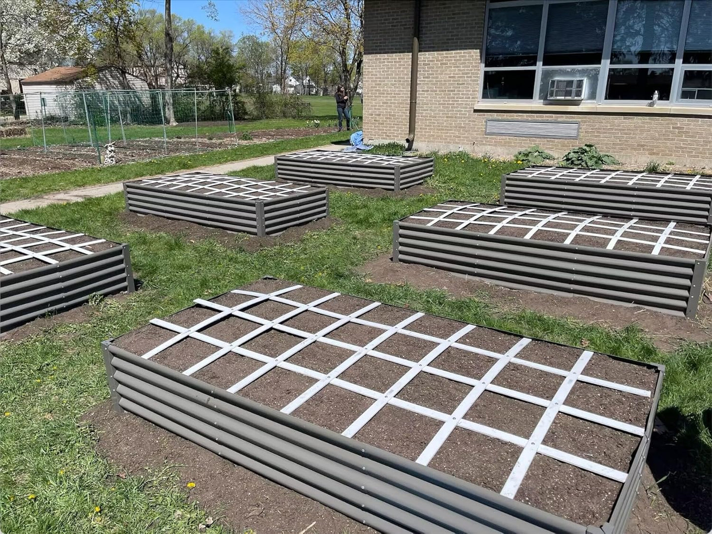 A ANLEOLIFE 8X4X1.5 ft Galvanized Raised Garden Beds Outdoor, Rectangular Metal Planter Box for Planting Vegetables Flowers Herb, Anti-Rust & Easy-Setup, Quartz Grey