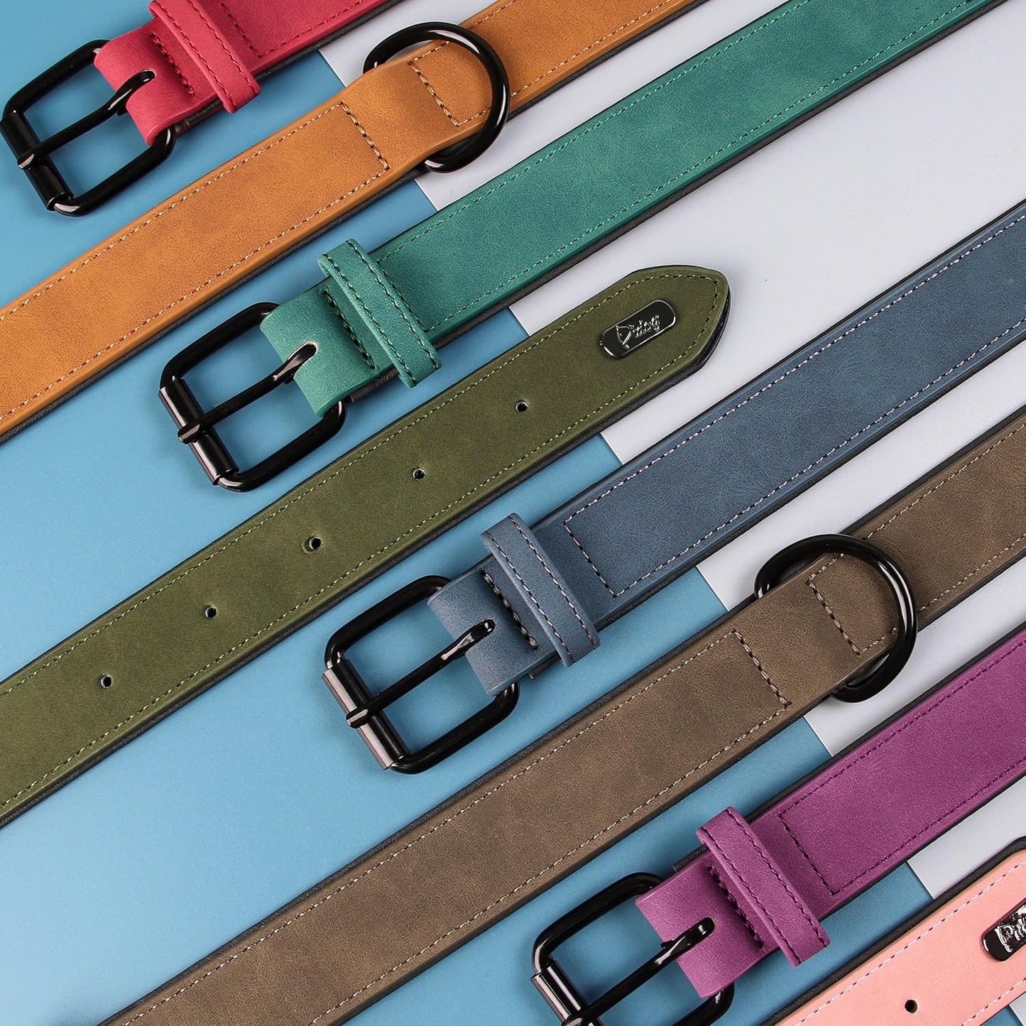 Didog Soft Padded PU Leather Dog Collar, Breathable and Adjustable Dog Collar for Large Dogs, Comfortable for Daily Walk, Brown, XL Fit Neck 17-21"(44-71 lbs)