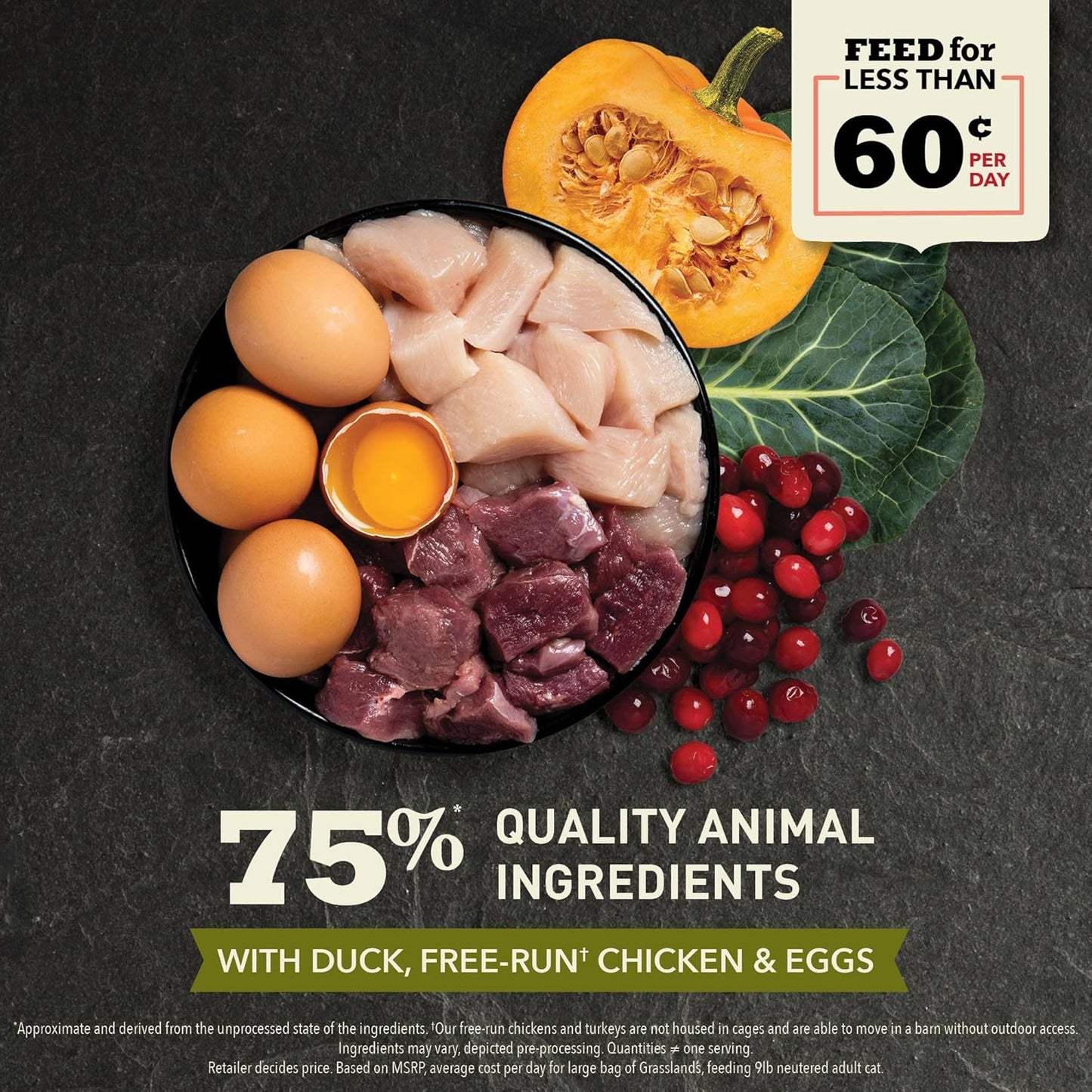 ACANA Highest Protein Grasslands Grain-Free Dry Cat Food, Duck, Free-Run Chicken and Eggs Cat Food Recipe, 4lb