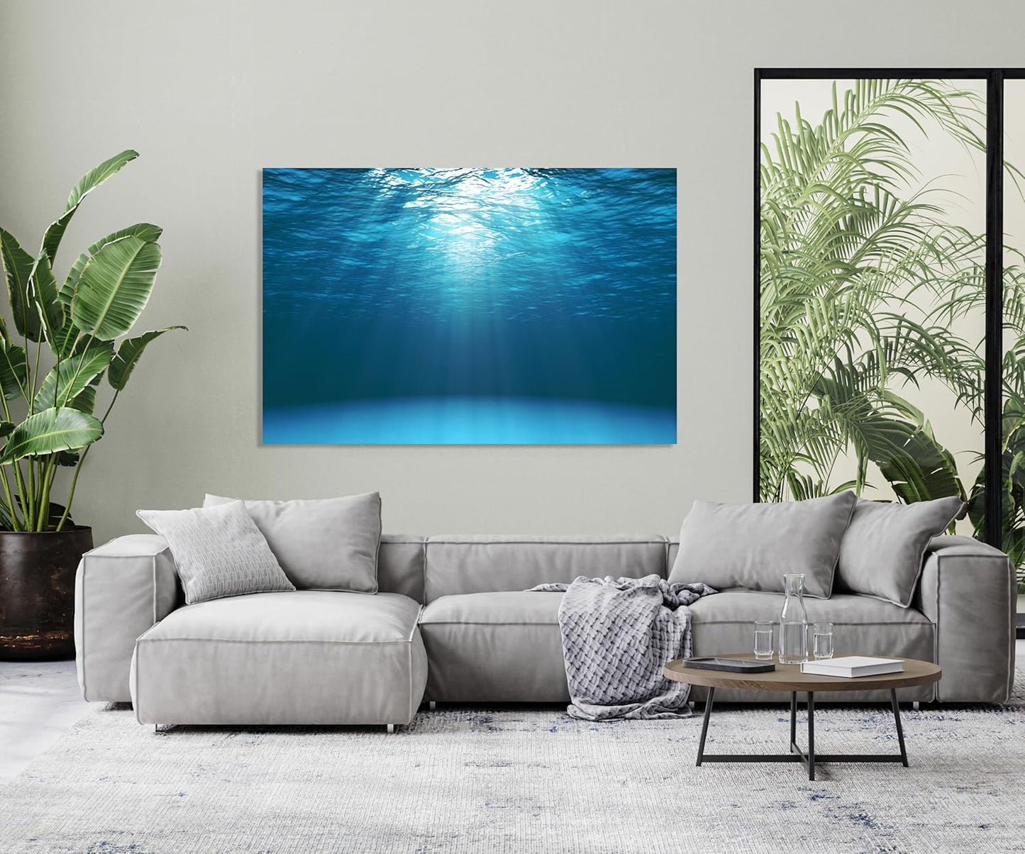 Nature Wall Art Prints - Ocean Forest Mountain Lake Canvas Landscapes - Small to Extra Large Living Room Bedroom Kitchen Bathroom Décor (Sun Rays Under Water, 16L" x 24W")