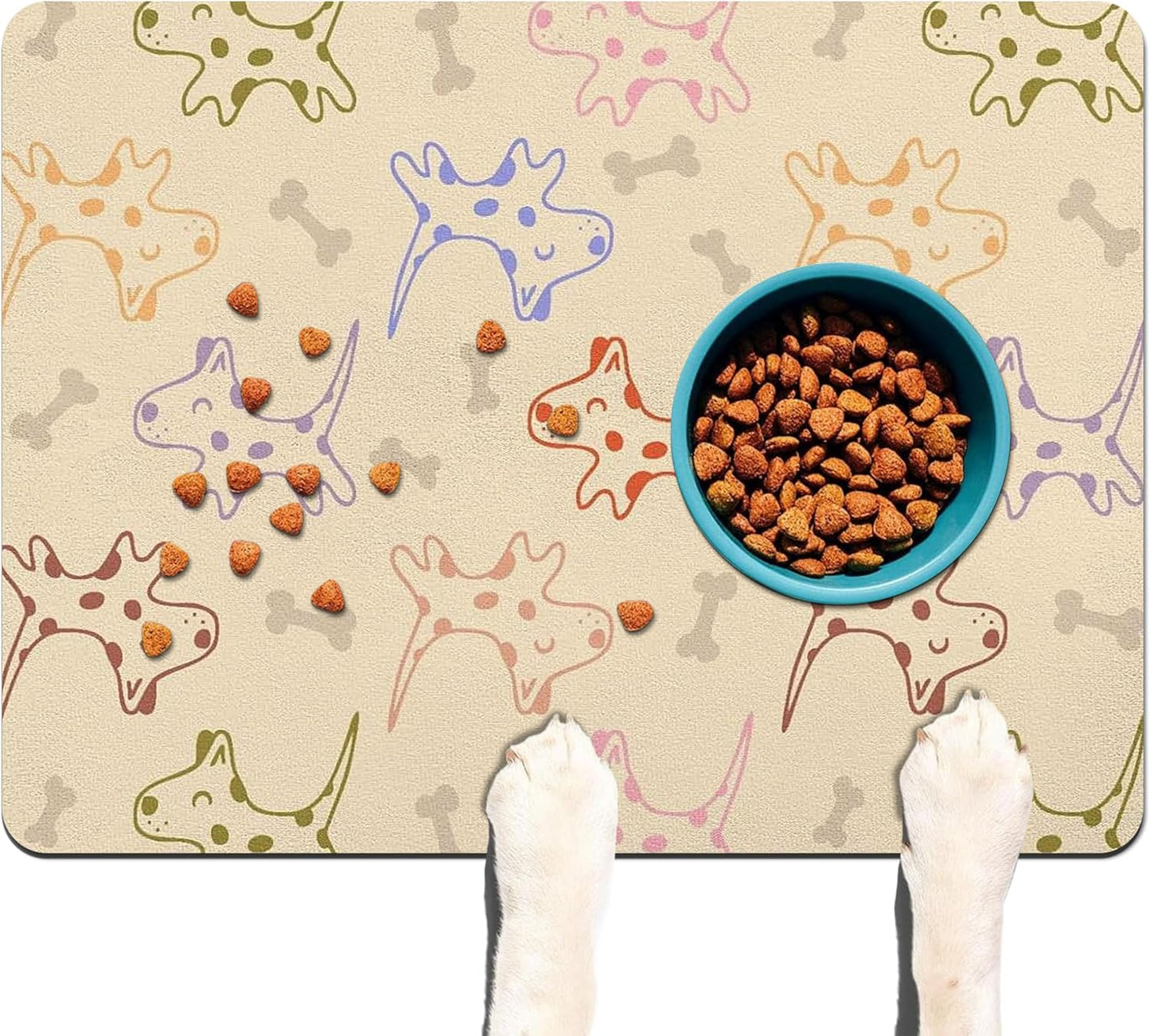 Pet Feeding Mat for Floors Waterproof Dog Mat for Food and Water Absorbent Quick Dry Non Slip mat for Cat Bowls