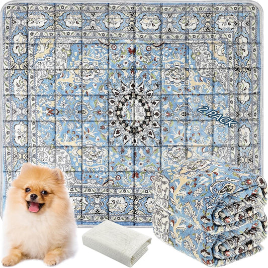 Washable Thickened Pee Pads for Dogs, 2 Pack (36"x42") Upgrade Reusable Puppy Pads with Non-Slip Rug, Super Absorbent Leakproof Puppy Training & Whelping Pads for Dogs, Doggie