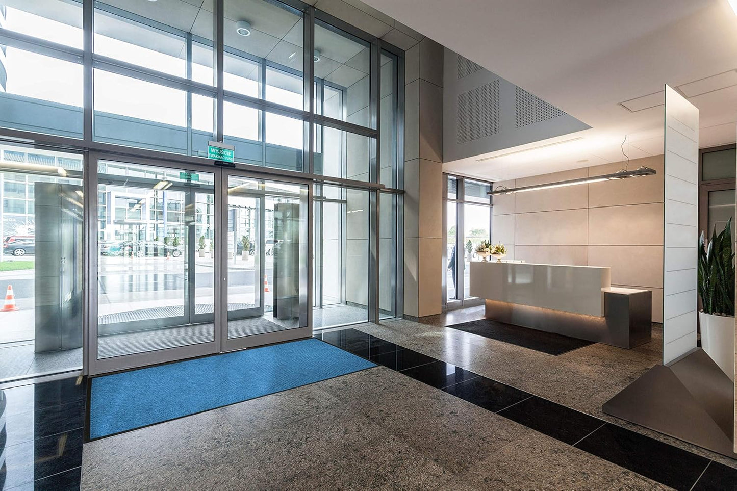 WaterHog Diamond | Commercial-Grade Entrance Mat with Rubber Border – Indoor/Outdoor, Quick Drying, Stain Resistant Door Mat (Medium Grey, 3' x 8')