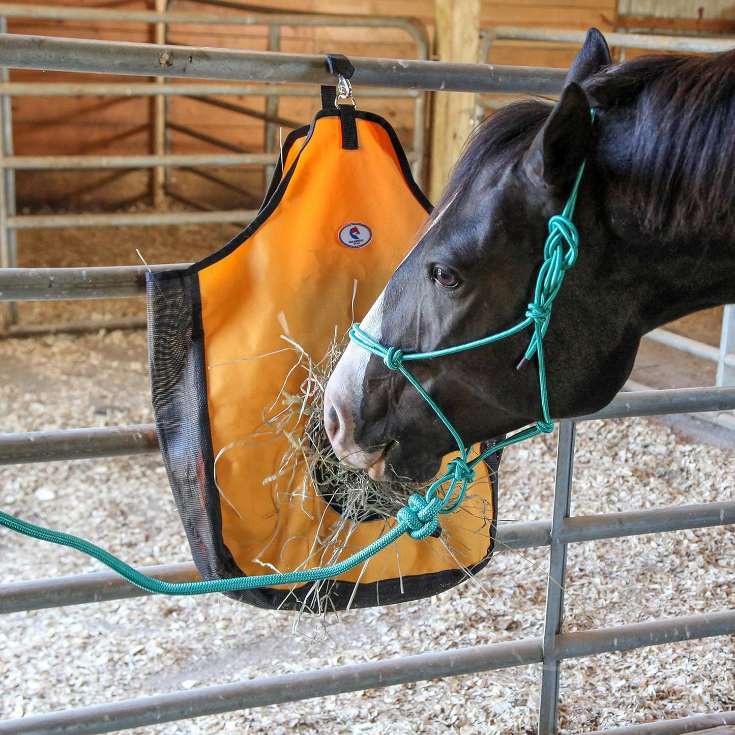 Majestic Ally 1200 D Hay Feeder Tote Bag for Horses, Sheep with Reflective Trim- Reduces Waste - Comes with 36” Hay Net (Purple)