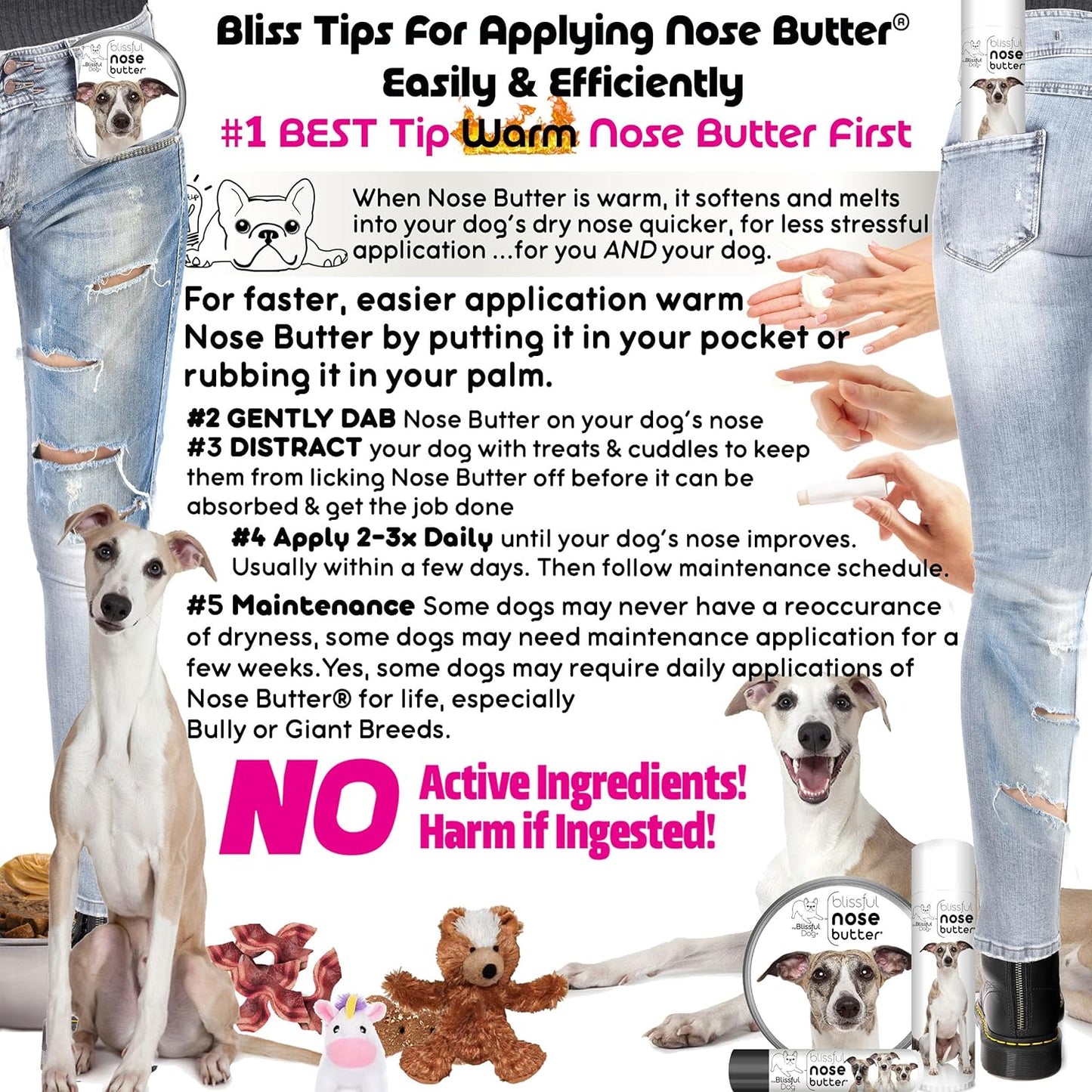 The Blissful Dog Whippet Unscented Nose Butter - Dog Nose Butter, 1 Ounce