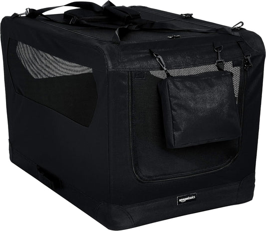 Amazon Basics Folding Portable Soft Pet Dog Crate Carrier Kennel, 36 x 24 x 24 inches, Black