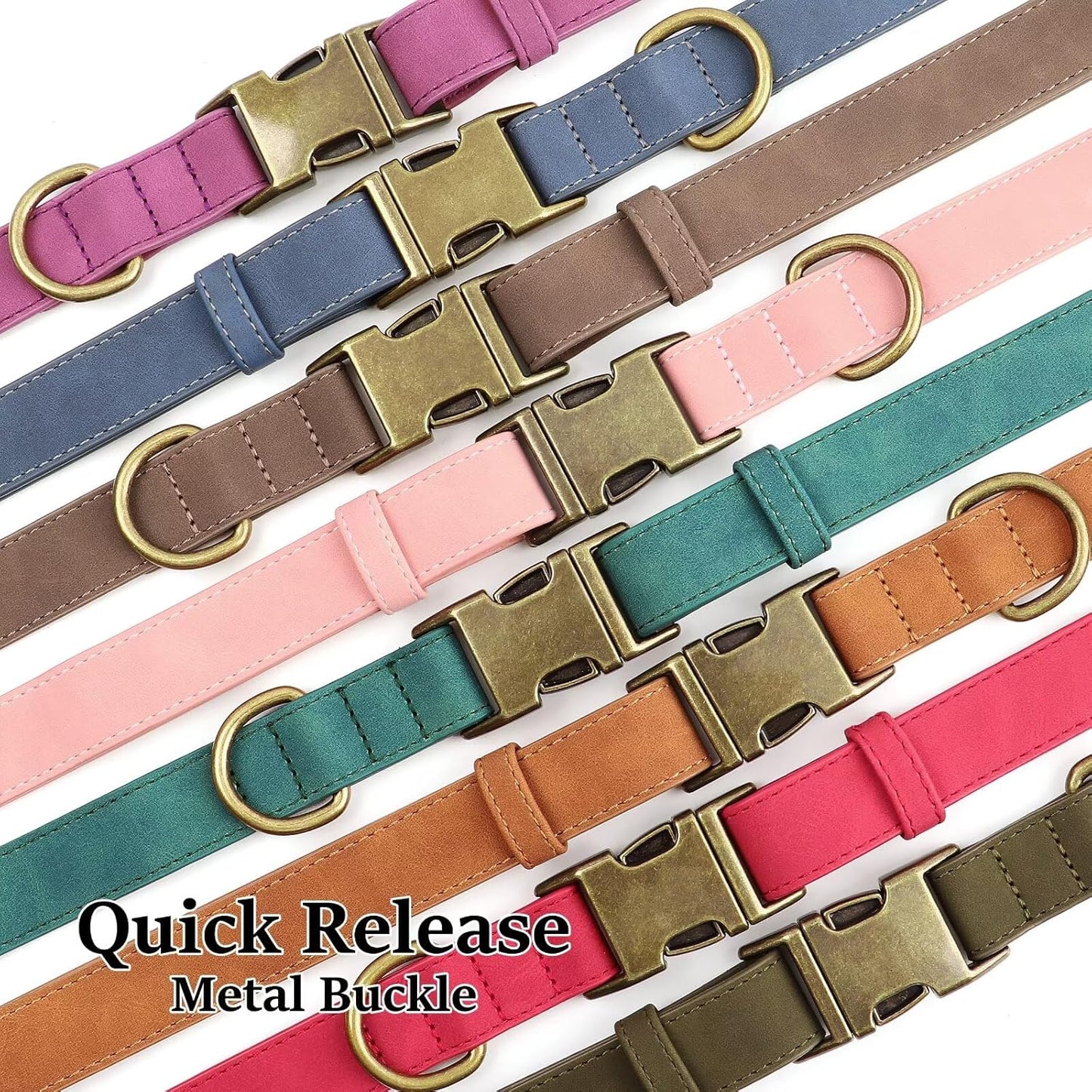 Didog Soft PU Leather Dog Collar, Stylish Quick Released Dog Collars for Large Dogs, Easy Clean Adjustable Pet Collar for Daily Walking, Dark Green, XL Fit 17-27" Neck