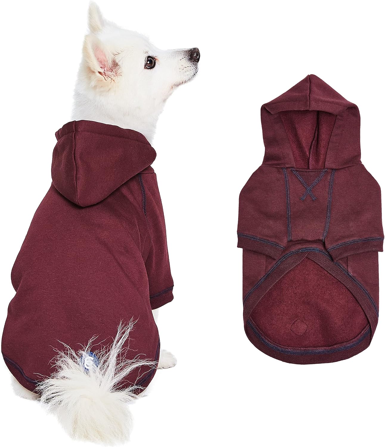 Blueberry Pet Essentials Dog Hoodie – 18 inch, Cotton‑Blend Sweatshirt with Hood, Burgundy Red, Machine‑Washable Small‑Dog Jersey