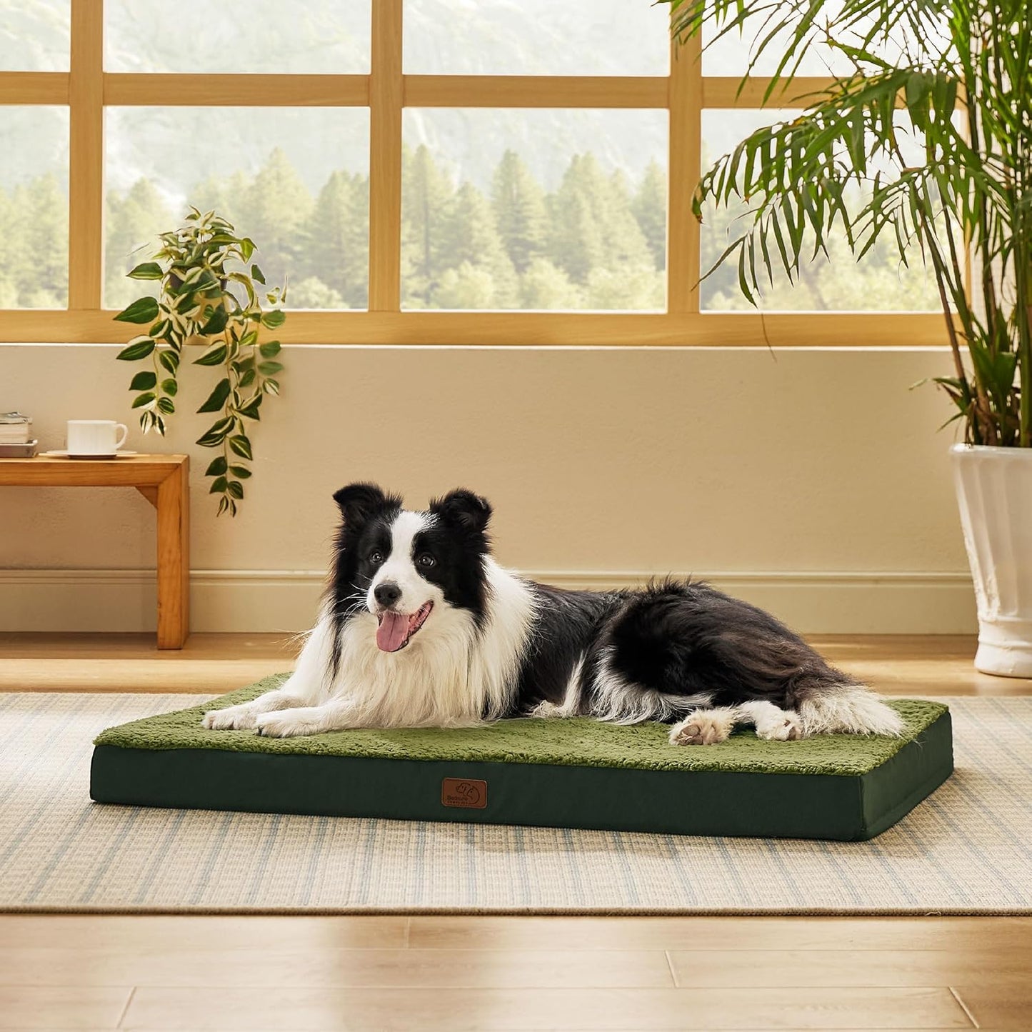 Bedsure Dog Beds Large Sized Dog - Orthopedic Flat Pet Beds with Removable Washable Cover, Egg Crate Foam Puppy Mat, Suitable for Pet Up to 65 lbs