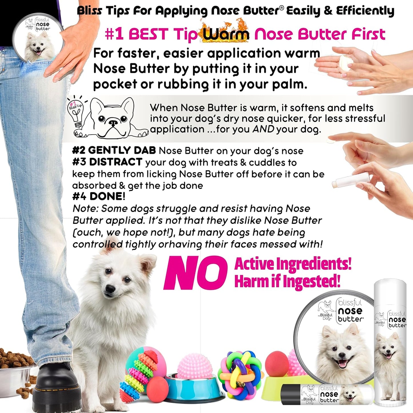 The Blissful Dog American Eskimo Nose Butter for Dry, Cracked Skin, Lick-Safe Dog Nose Balm with Moisturizing Shea Butter, Almond, Olive, and Essential Oils, Pet Supplies, Uncented, 1 oz.