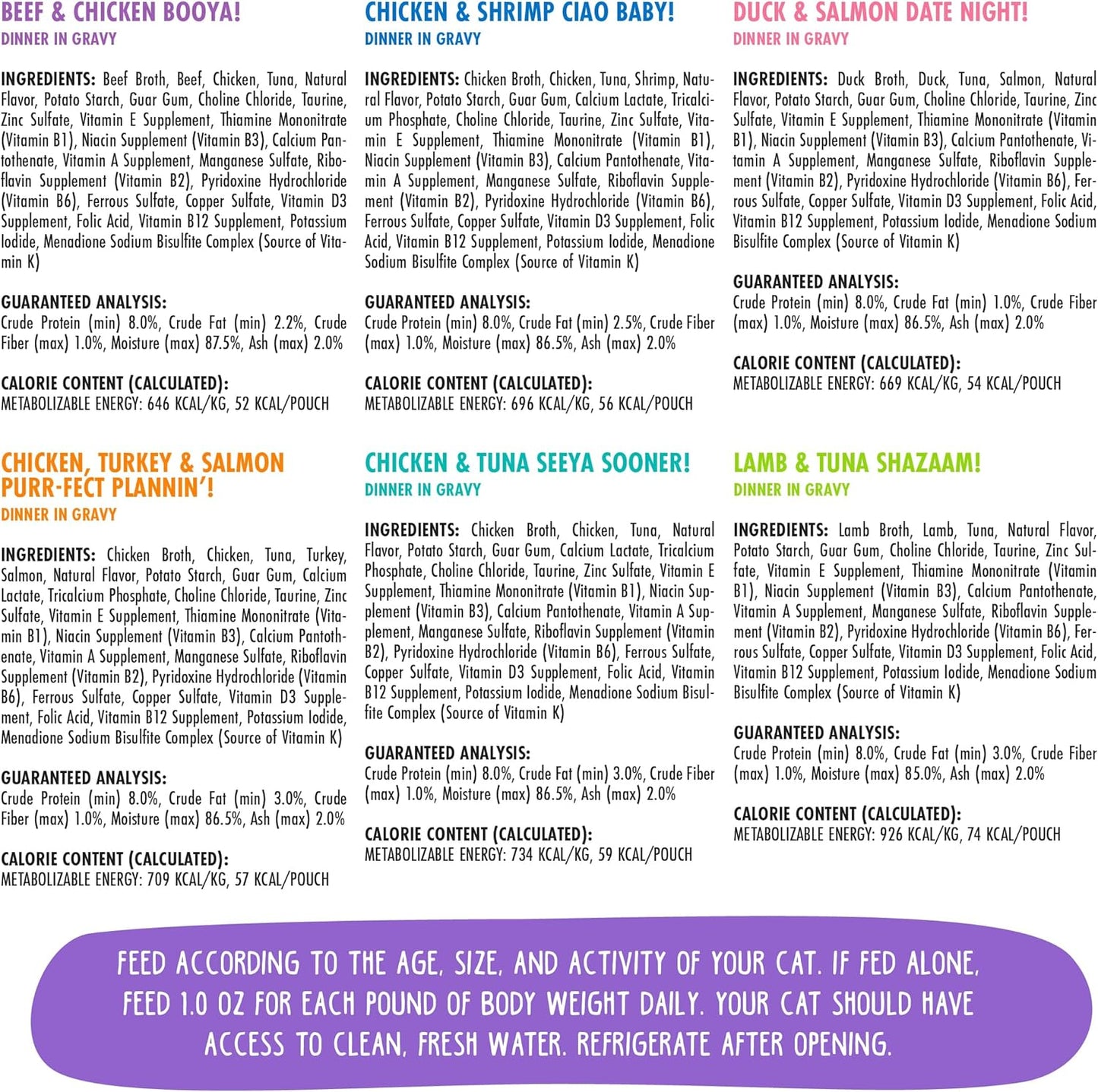 Weruva B.F.F. OMG - Best Feline Friend Oh My Gravy!, Variety Pack, Potluck O' Pouches, Wet Cat Food, 2.8Oz Pouches (Pack of 12)