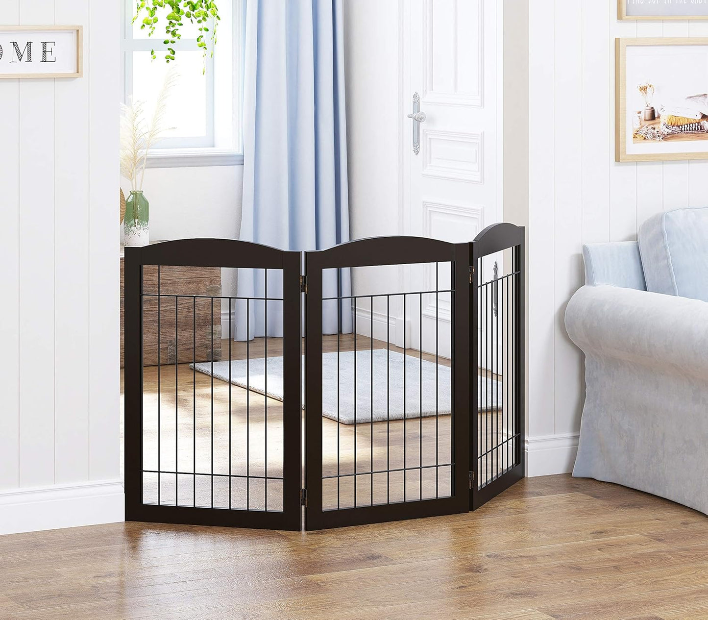 Spirich Freestanding Wire Pet Gate for Dogs, 30 inches Tall Dog Gate for The Houes, Doorway, Stairs, Pet Puppy Safety Fence, 3 Panels