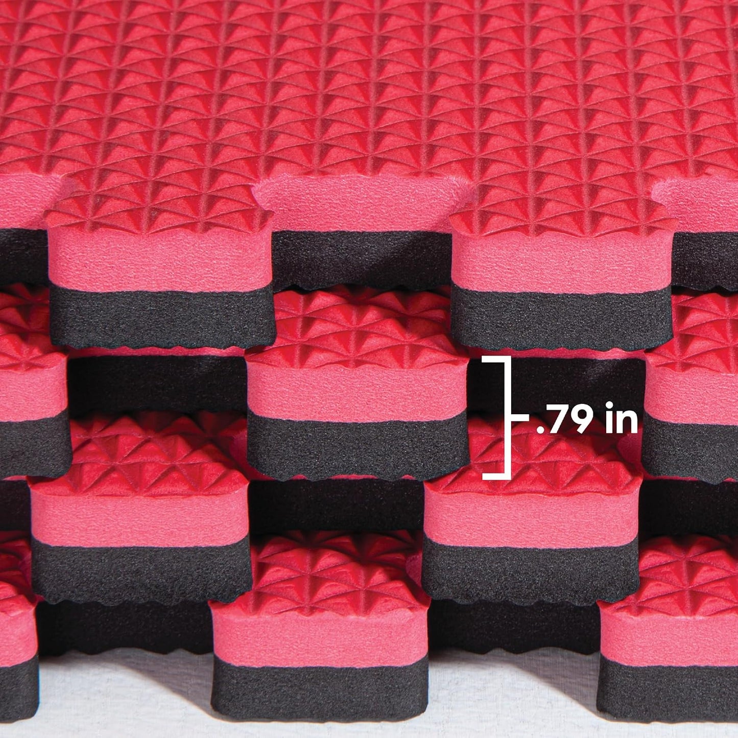 Norsk Reversible Gym Exercise Mats 3/4" Thick EVA Interlocking Foam Tiles, Perfect Gym Flooring for Home Gym, 40 Tiles & 80 Trim Pieces, 160 Sq. Ft. Reversible, Red/Black