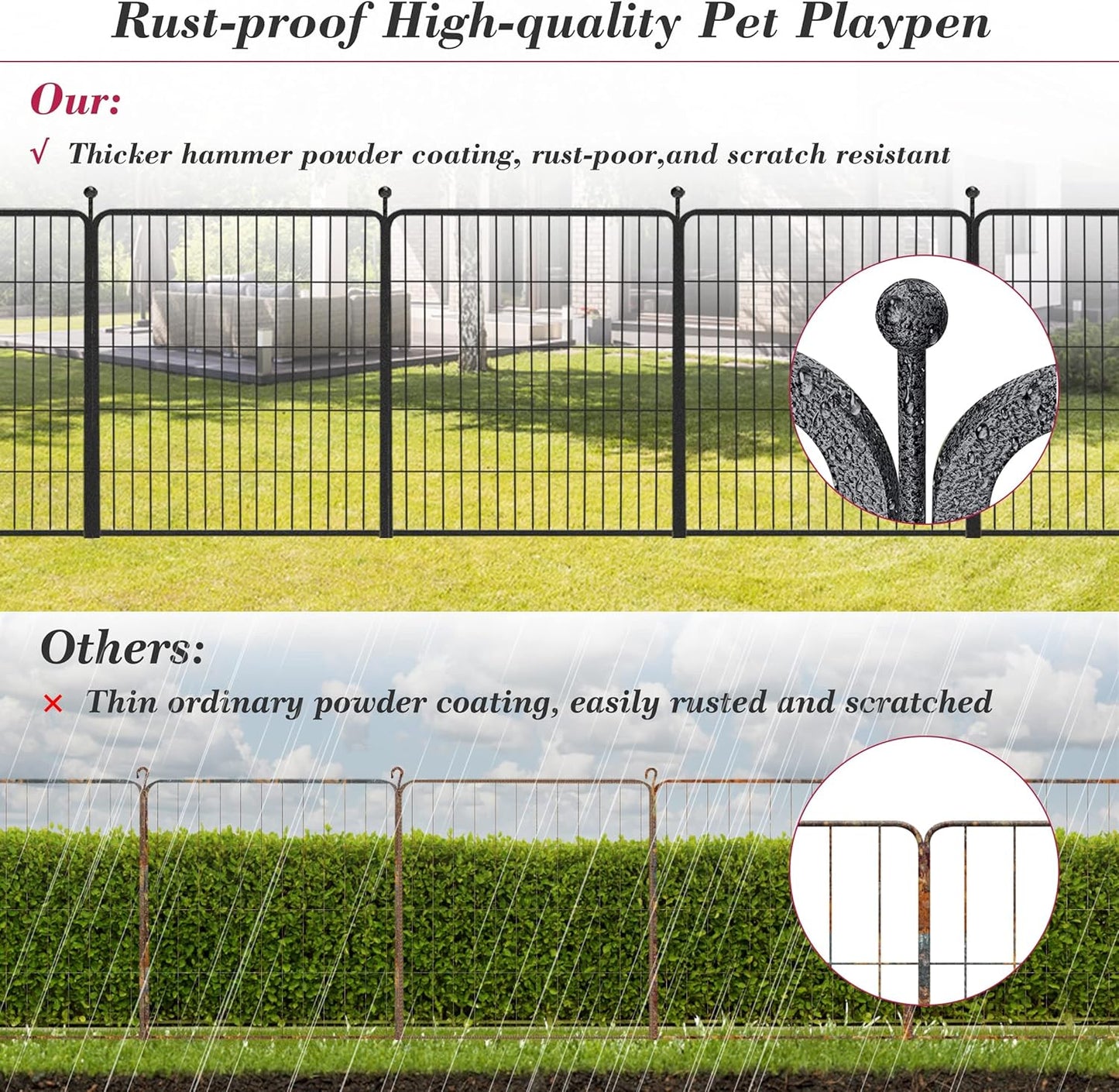 Dog Playpen 32 inch 28 Panels Indoor Outdoor Dog Pen for Medium/Small Dogs Heavy Duty Metal Dog Fence Outdoor for Yard, Puppy Playpen with Door Portable Pet Fence for RV Camping Yard