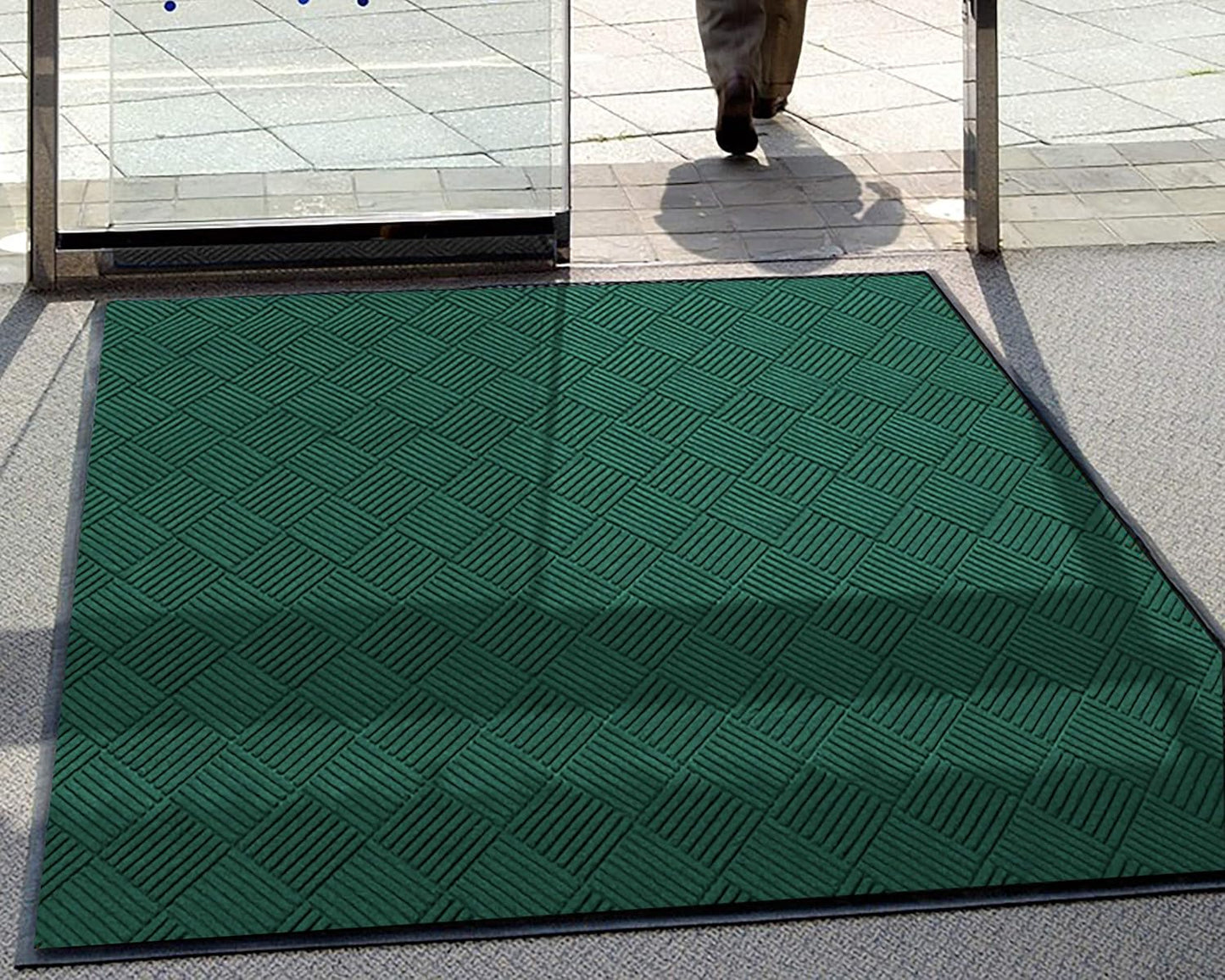 WaterHog Diamond | Commercial-Grade Entrance Mat with Rubber Border – Indoor/Outdoor, Quick Drying, Stain Resistant Door Mat (Evergreen, 12.2' Length x 6' Width)