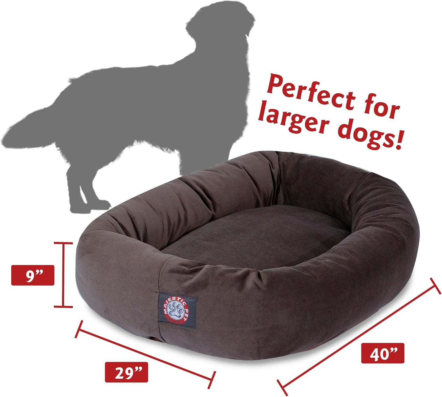 Majestic Pet Villa 32 Inch Shredded Memory Foam Dog Bed for Medium Sized Dogs 32x23x7 Inch–Orthopedic Dog Bed - Durable Pet Bed - Washable Medium Pet Bed with Head Support-Navy