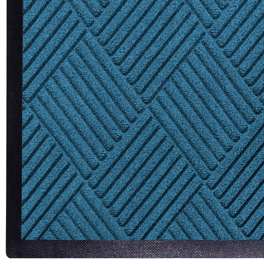 WaterHog Diamond | Commercial-Grade Entrance Mat with Rubber Border – Indoor/Outdoor, Quick Drying, Stain Resistant Door Mat (Medium Blue, 6' x 8')