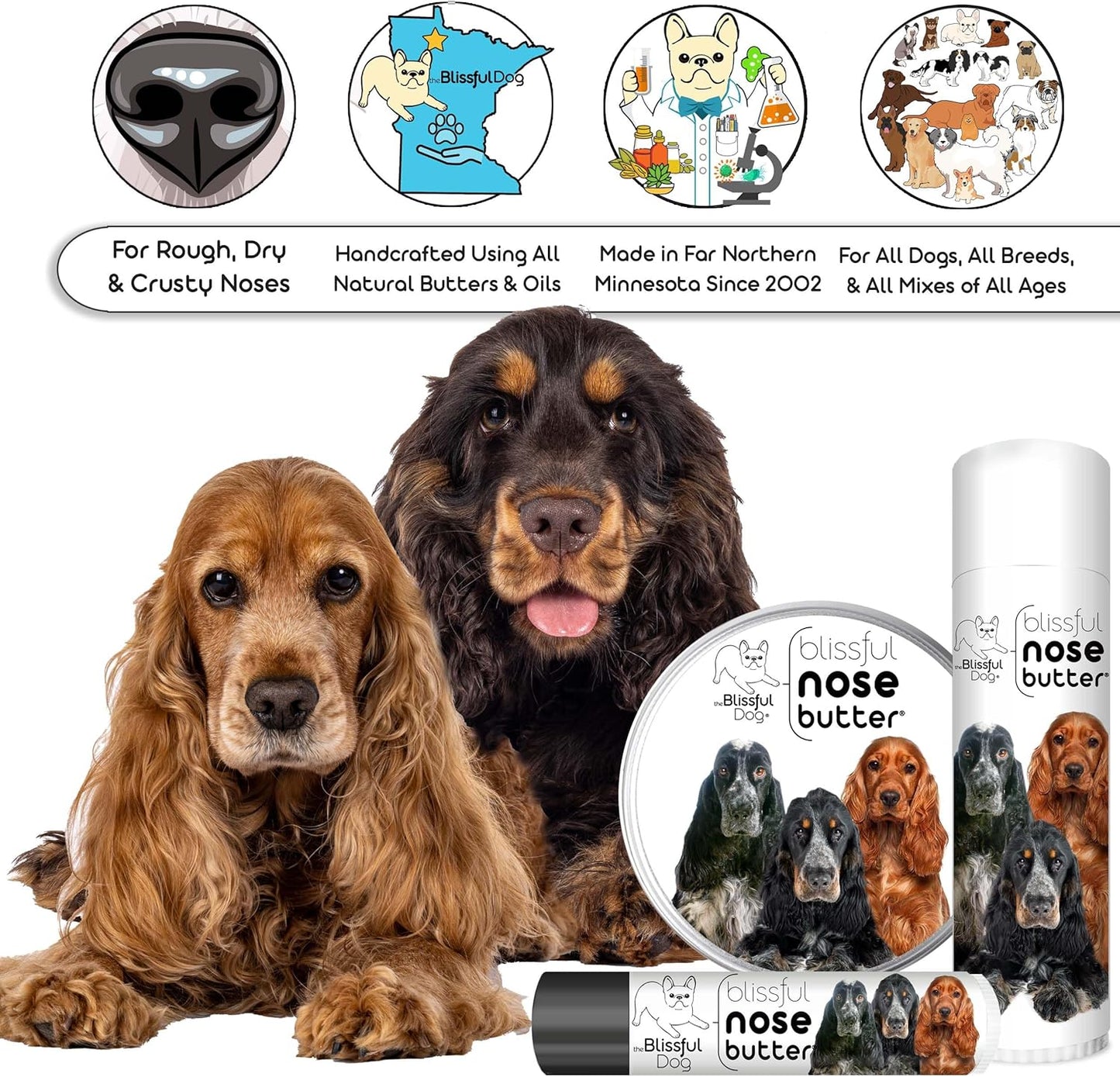 The Blissful Dog English Cocker Spaniel Unscented Nose Butter, 16oz