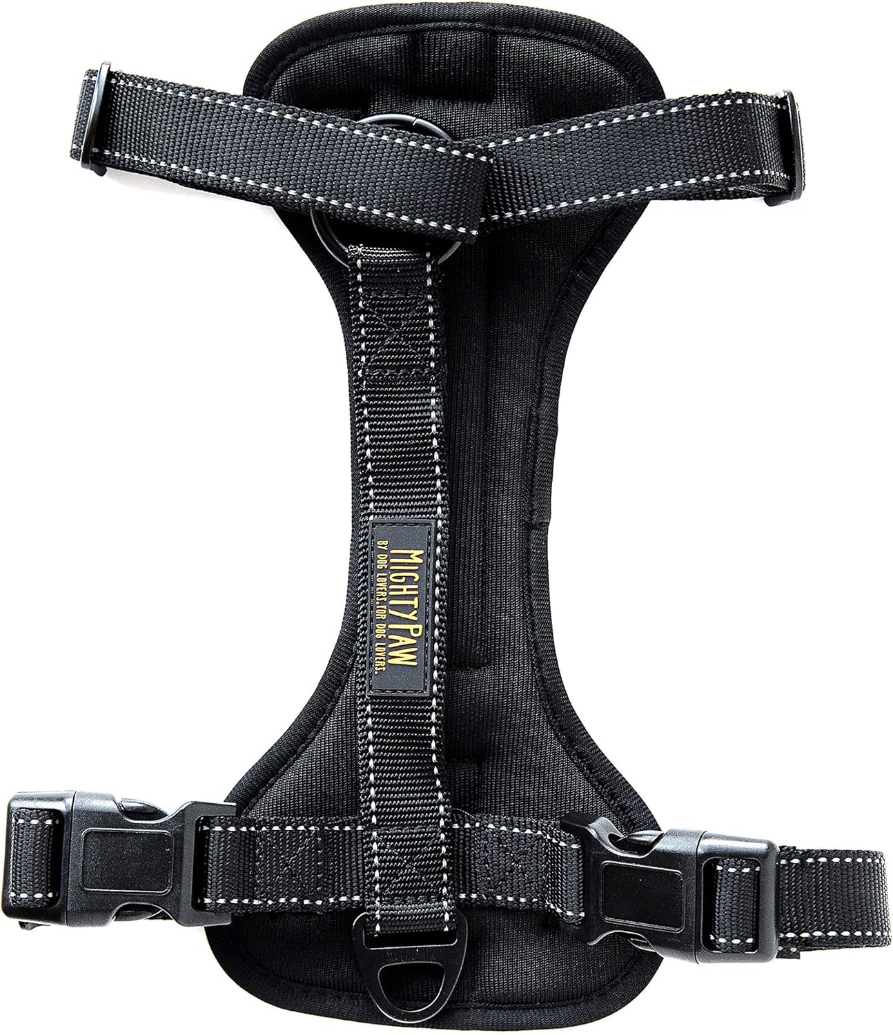 Mighty Paw Dog Car Harness - Vehicle Safety Gear - 2 Leash Attachment - Adjustable Straps - Reflective Stitching - Soft Padding - Standard Harness Functionality - No Pull Front Leash Attachment - L