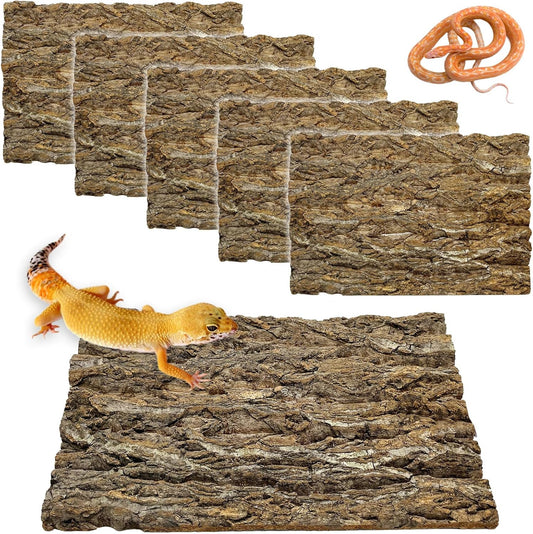 kathson 6Pcs Cork Tile Background Bark 11.8”Lx7.9”W Reptile Tank Background Terrarium Backdrop Wall Decor Natural Reptile Climbing Mat for Spider Gecko Lizard Chameleon Bearded Dragon Turtle Snake