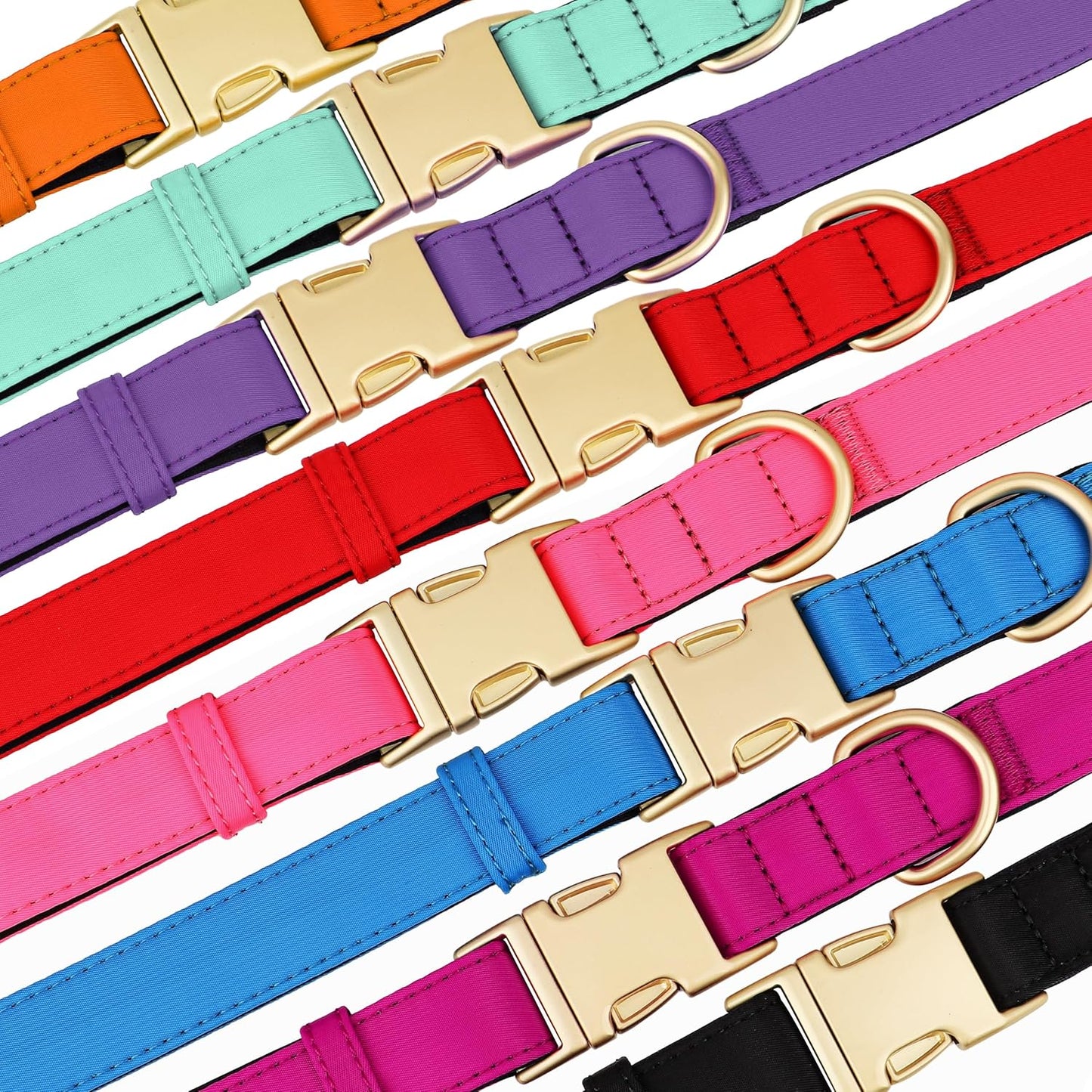 Didog Soft Padded Dog Collars for Small Dogs, Colorful and Durable Dog Collar with Quick Release Buckle, Light and Breathable for Daily Walking, Black, S