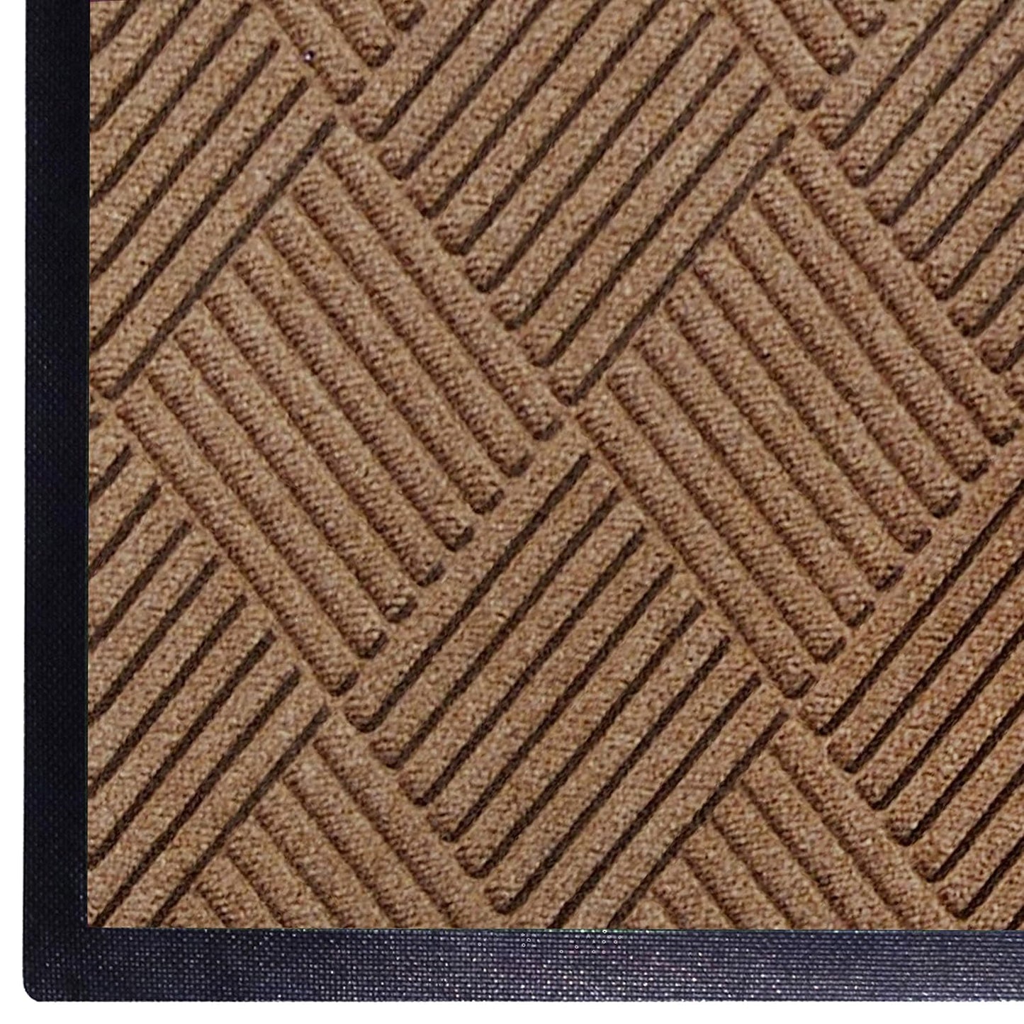 WaterHog Diamond | Commercial-Grade Entrance Mat with Rubber Border – Indoor/Outdoor, Quick Drying, Stain Resistant Door Mat (Medium Brown, 3' x 8')