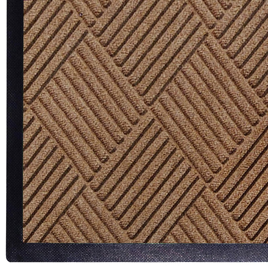 WaterHog Diamond | Commercial-Grade Entrance Mat with Rubber Border – Indoor/Outdoor, Quick Drying, Stain Resistant Door Mat (Medium Brown, 3' x 8')