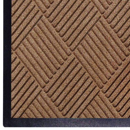 WaterHog Diamond | Commercial-Grade Entrance Mat with Rubber Border – Indoor/Outdoor, Quick Drying, Stain Resistant Door Mat (Medium Brown, 4' x 8')