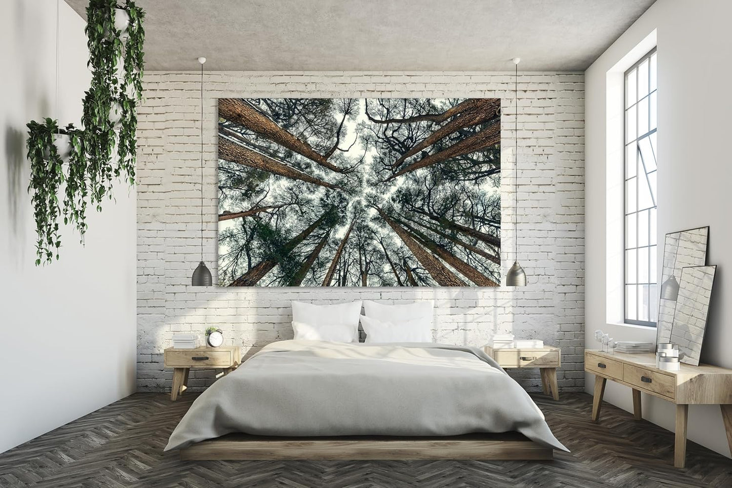 Nature Wall Art Prints - Ocean Forest Mountain Lake Canvas Landscapes - Small to Extra Large Living Room Bedroom Kitchen Bathroom Décor (Trees and Sky, 31L" x 47W")