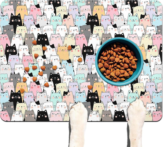 Pet Feeding Mat for Floors Waterproof Dog Mat for Food and Water Absorbent Quick Dry Non Slip mat for Cat Bowls