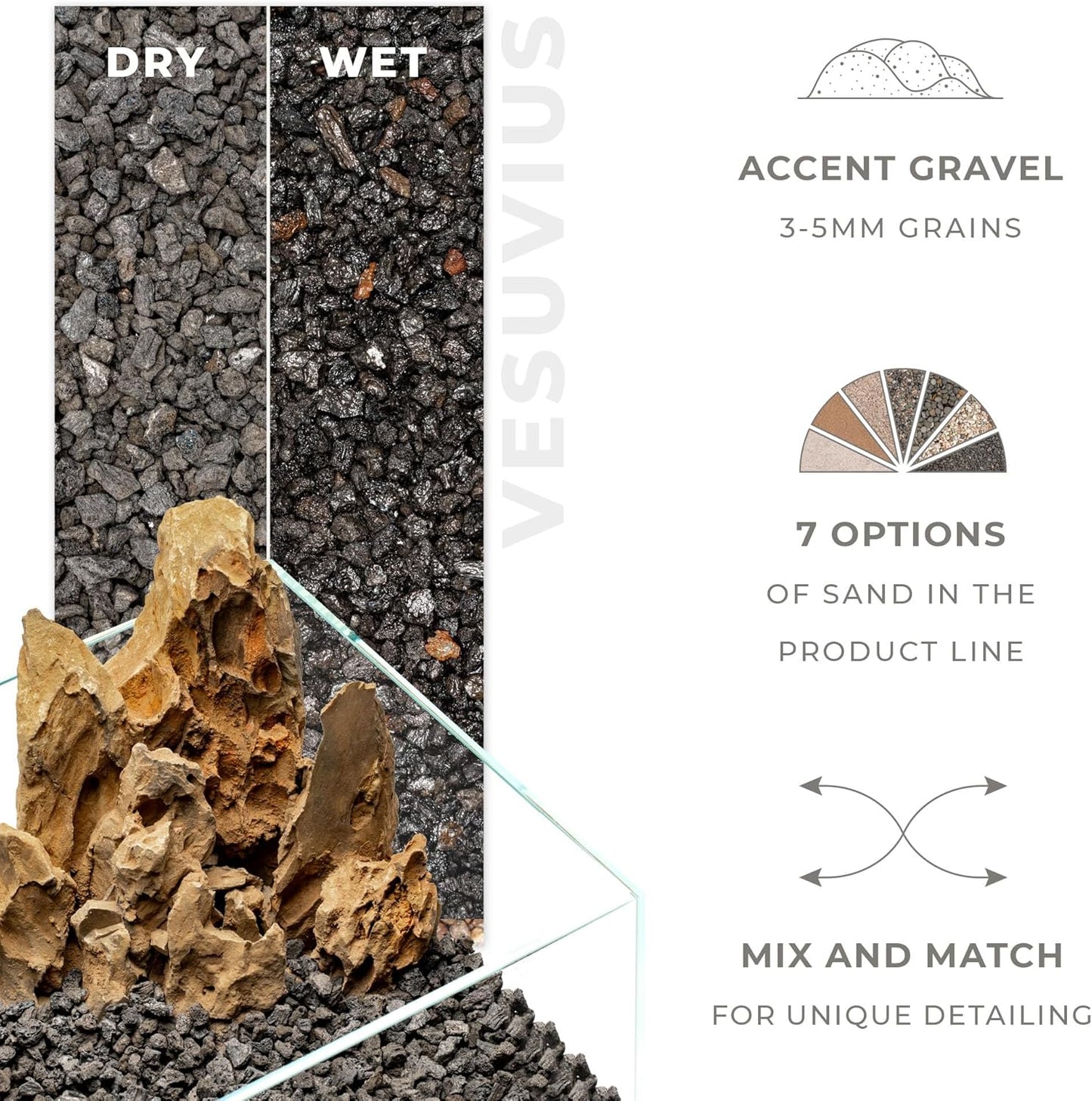 Ultum Nature Systems Controsand Vesuvius Aquarium Gravel (3L) - Versatile Aquarium Substrate for Planted & Shrimp Tanks